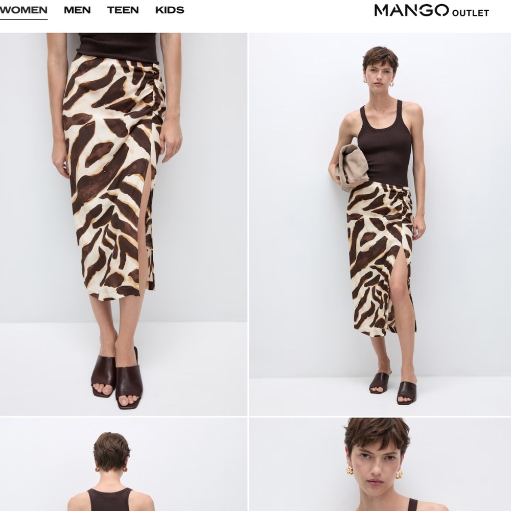 Mango Animal Print Draped skirt with tags